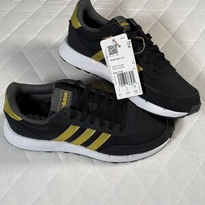 Adidas Run 60s 2.0 Women's Sneakers Black/Gold GX1714 Size 6.5 NWT w/ Box